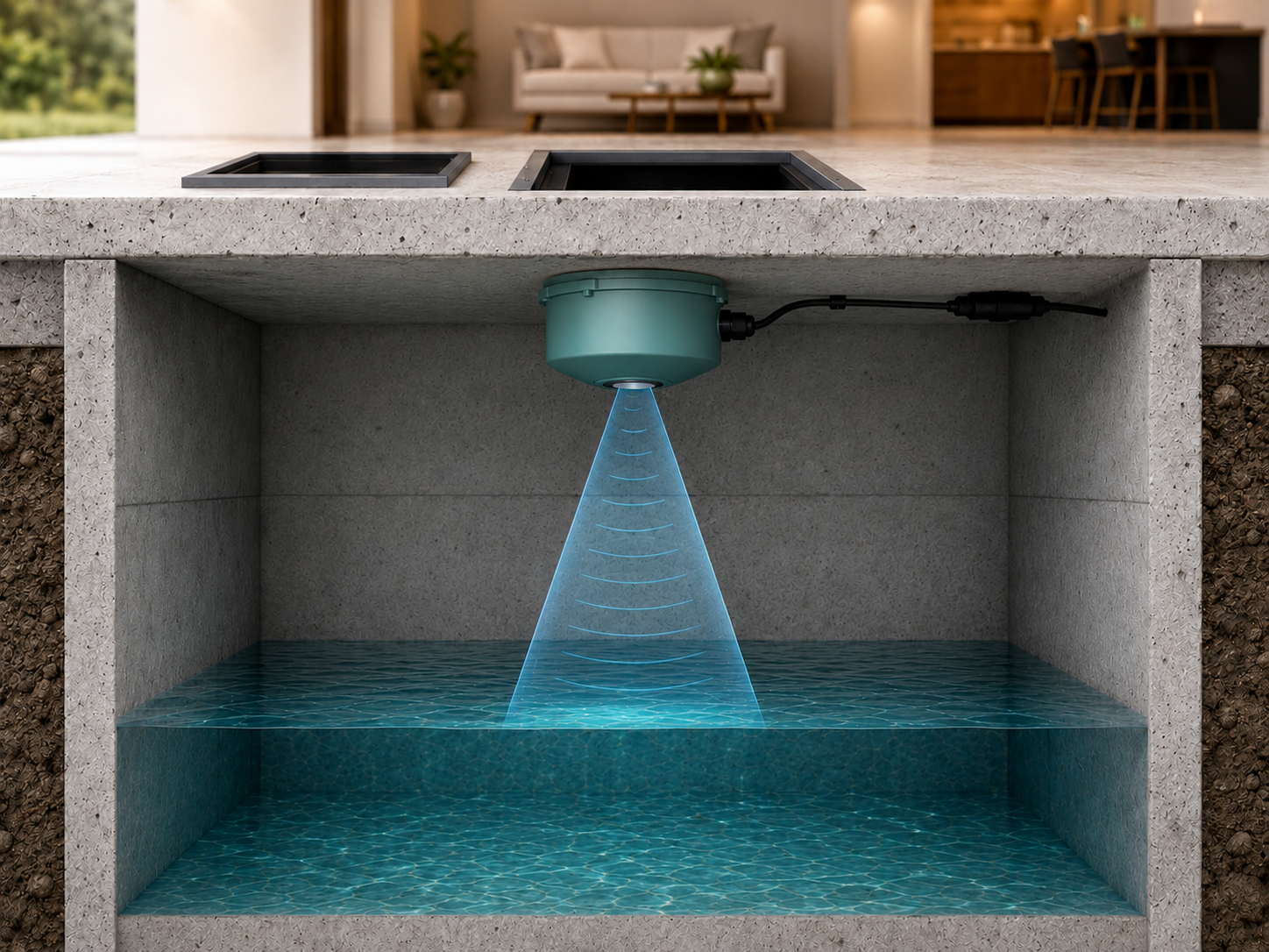 STJ Sensor Puck installed above stored cistern water