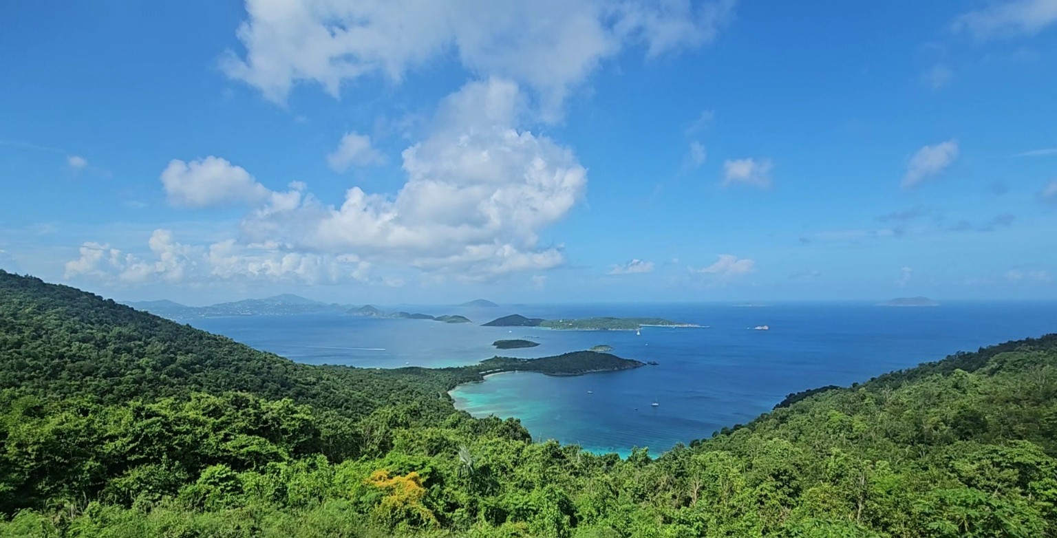 St. John bay water and shoreline atmosphere